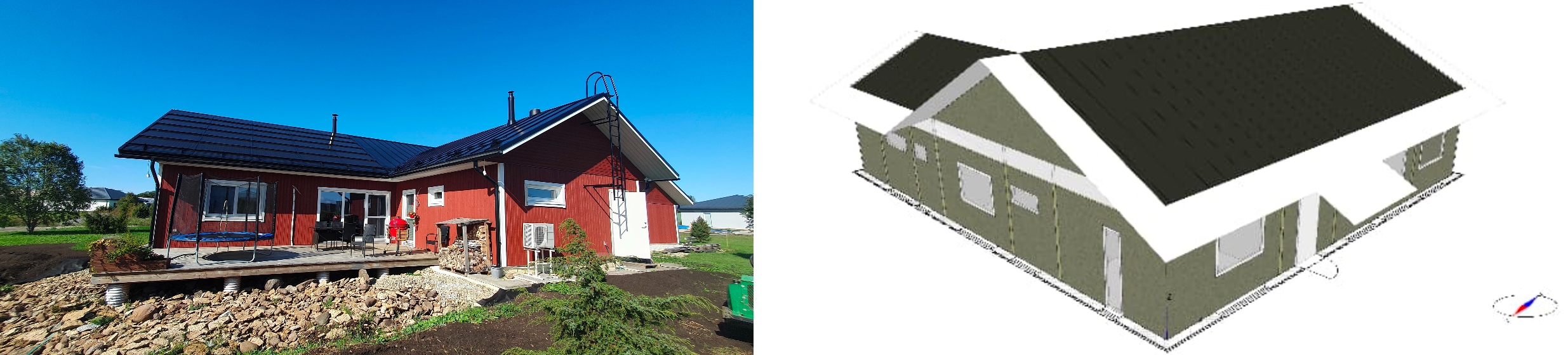 Applied research study: buildings on the left, digital twin on the right